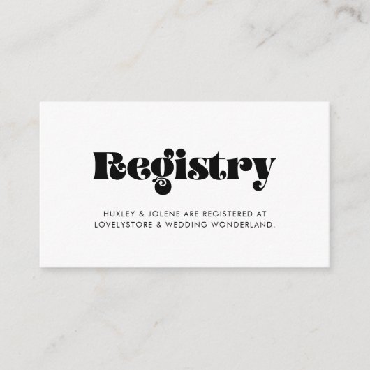 Carte de Registre du mariage de script rétro vinta (Devant)