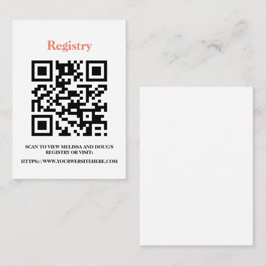 Carte de registre éditable avec code QR, invitatio (Devant / Derrière)