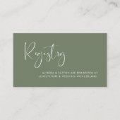 Carte de registre mariage Dark Sage élégant et mod (Devant)