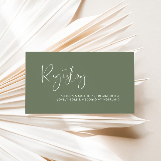 Carte de registre mariage Dark Sage élégant et mod
