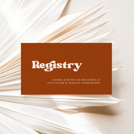 Carte de registre mariage orange rétro stylish