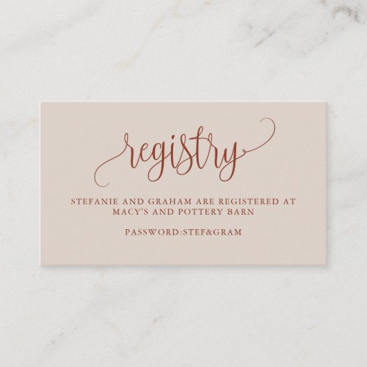 Carte de Registre Mariage Terracotta Pretty Script (Devant)