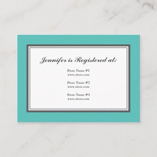 Carte de registre Tuxedo en Turquoise et Grey (Devant)