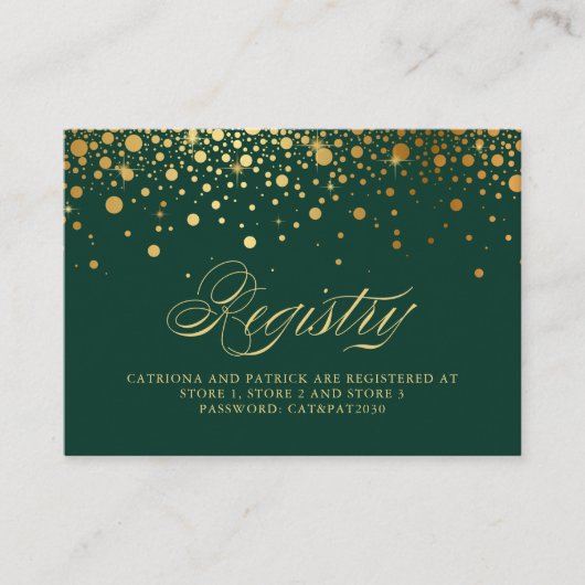 Carte de registre verte Faux Gold Foil Confetti Do (Devant)