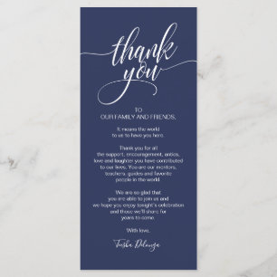 Carte de réglage du Merci du dîner de répétition