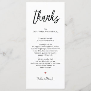 Carte de réglage du Merci mariage dessiné à la mai