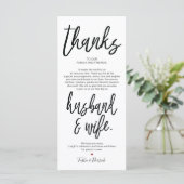 Carte de réglage du Merci Mariage dessiné à la mai (Debout devant)