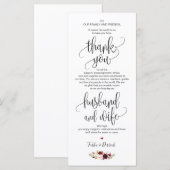 Carte de réglage Merci pour dîner Mariage v3 (Devant / Derrière)