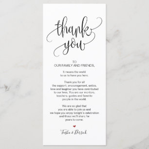 Carte de réglage Merci pour dîner Mariage v8