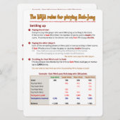 Carte    de règles BMJA à grande impression - Conf (Devant / Derrière)