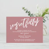 Carte de regrets de mariage annulé simple rose pou (Debout devant)