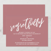 Carte de regrets de mariage annulé simple rose pou (Devant / Derrière)
