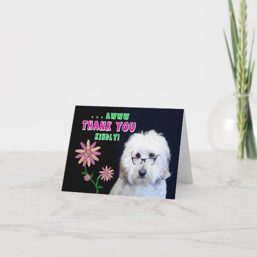 CARTE DE REMARQUE DU Merci - HUMOUR-DOG-FLOWER (Devant)