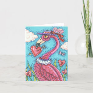 CARTE DE REMARQUE VALENTINE FLAMANT ROSE ROSE *Per