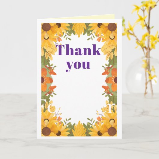 carte de remerciement (Fleur jaune)