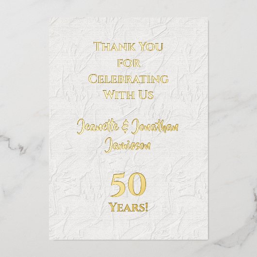 Carte de remerciement 50e anniversaire de mariage  (Recto)