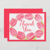 Carte de remerciement à bordure de tulipes rouges (Devant / Derrière)