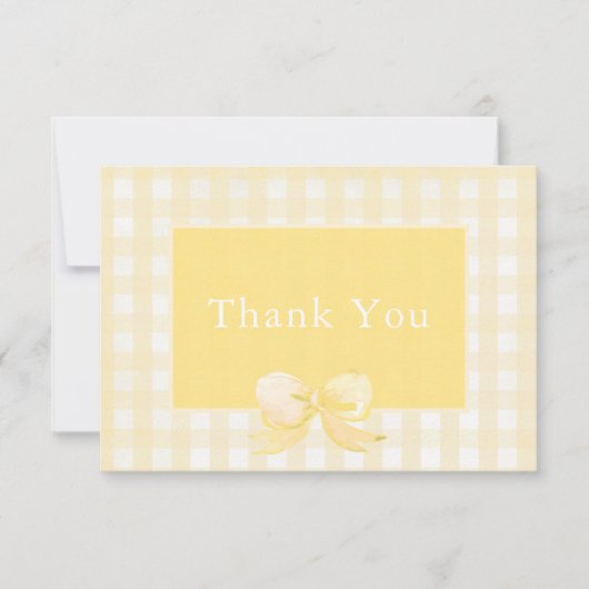 Carte de remerciement à carreaux jaunes Ruban (Devant)