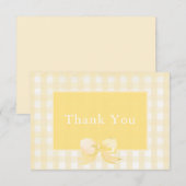 Carte de remerciement à carreaux jaunes Ruban (Devant / Derrière)