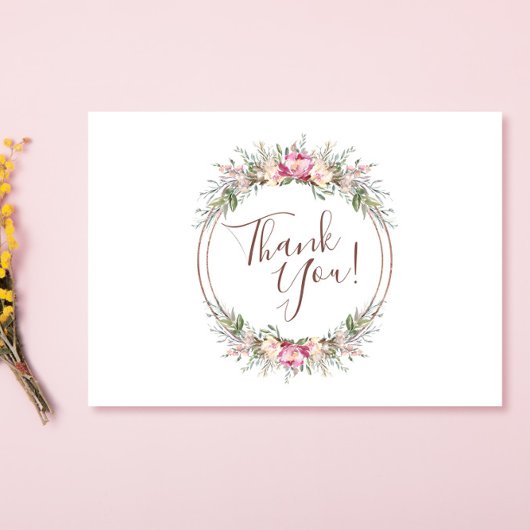 Carte de remerciement à couronne de fleurs sauvage
