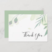 Carte de remerciement à feuilles vertes et dorées (Devant / Derrière)