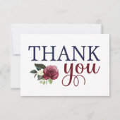 Carte de remerciement à fleurs à l'aquarelle marin (Devant)