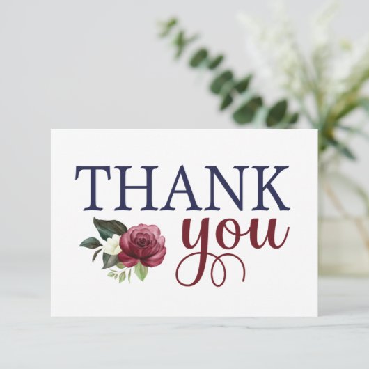 Carte de remerciement à fleurs à l'aquarelle marin (Debout devant)