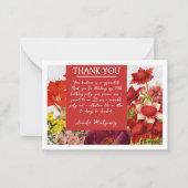 Carte de remerciement à fleurs rouge riche gras (Devant)