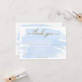 Carte de remerciement à l'aquarelle bleue (Devant/Arrière en situation)