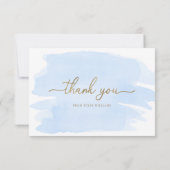 Carte de remerciement à l'aquarelle bleue (Dos)