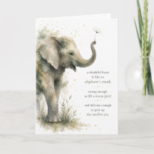 Carte de remerciement à l'aquarelle éléphant à cœu