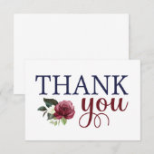 Carte de remerciement à l'aquarelle florale marine (Devant / Derrière)