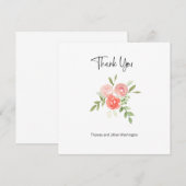 Carte de remerciement à l'aquarelle florale pêche  (Devant / Derrière)