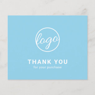 Carte de remerciement à logo personnalisé bleu cie