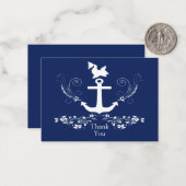 Carte de remerciement à motif nautique d'ancre (Devant/Arrière en situation)