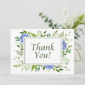 Carte de remerciement à plat Blue Hydrangeas Water (Debout devant)