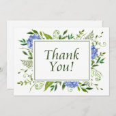 Carte de remerciement à plat Blue Hydrangeas Water (Devant / Derrière)