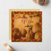 Carte de remerciement à plat Cottage Cosy Citrouil (Devant/Arrière en situation)