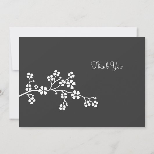 Carte de remerciement à plat Fleur de cerisier arg (Devant)