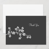 Carte de remerciement à plat Fleur de cerisier arg (Devant / Derrière)