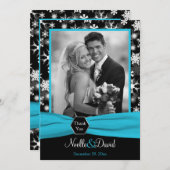 Carte de remerciement à plat - Flocons de neige Aq (Devant / Derrière)