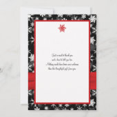 Carte de remerciement à plat Flocons de neige noir (Dos)