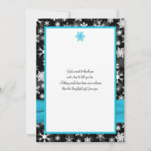 Carte de remerciement à plat flocons de neige noir (Dos)