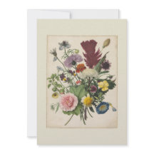 Carte de remerciement à plat florale vintage du 17