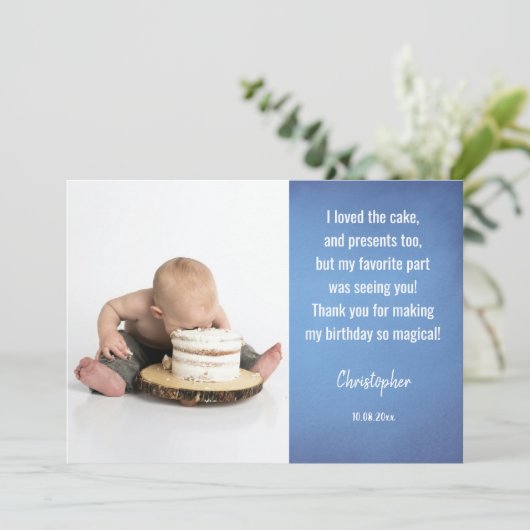 Carte de remerciement à plat personnalisée pour l' (Debout devant)