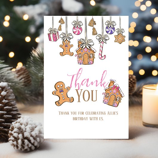 Carte de remerciement à plat pour anniversaire de