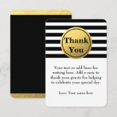 Carte de remerciement à rayures noires et blanches (Devant / Derrière)
