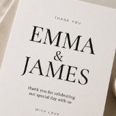 Carte de remerciement à typographie verticale édit