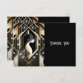 Carte de remerciement abstraite de chat noir décor (Devant / Derrière)
