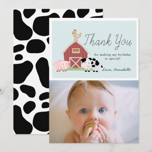 Carte de remerciement anniversaire bleu pour anima (Devant / Derrière)